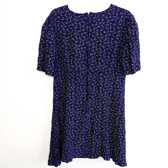 Vintage California Cover Y2K Babydoll Dress Navy Blue Floral Made in the USA - Picture 7 of 9